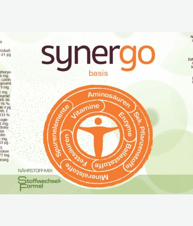 Synergo basis - Nährstoff-Mix: Stoffwechselformel, Etikett