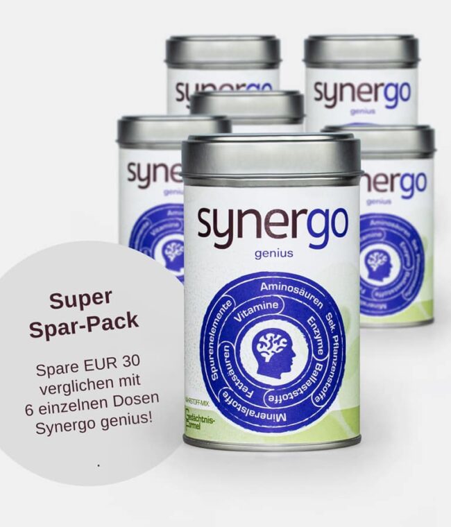 Synergo genius - Nährstoff-Mix: Gedächtnisformel, spare 30 EUR bei 6 Dosen