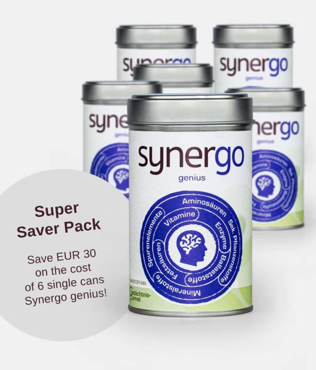 Synergo genius - nutrient mix: memory formula, save EUR 30 with 6 cans