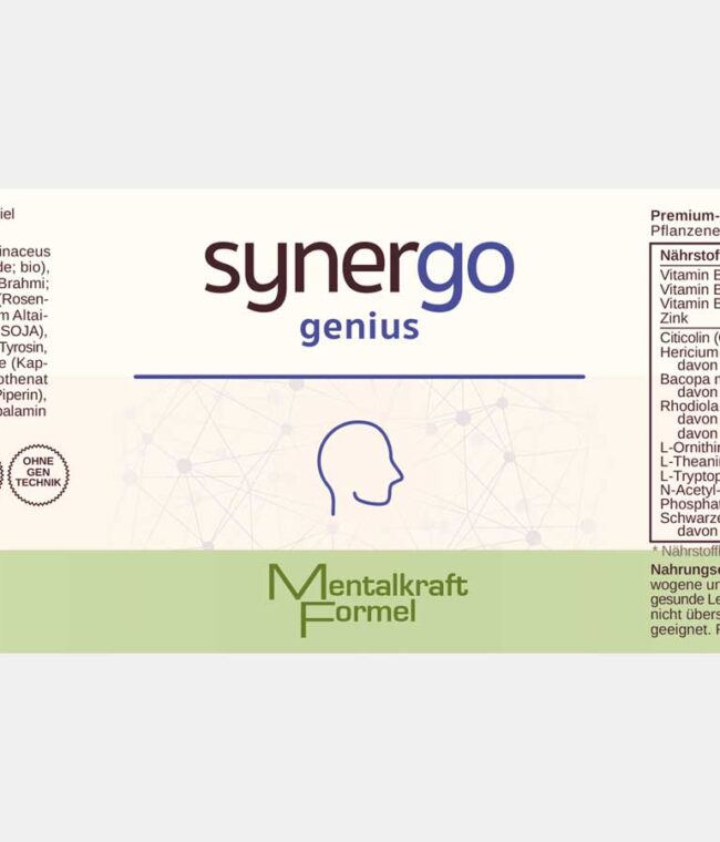 Etikett Synergo genius - Mentalkraftformel